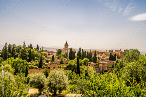 View of Arabic palace complex called Alhambra in Granada, Spain