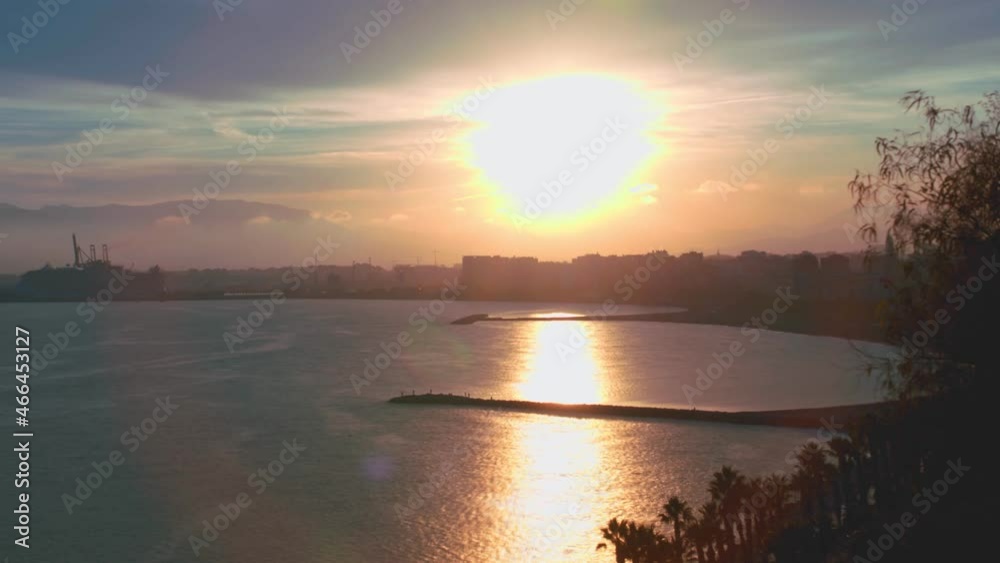 Sunset hyperlapse overlooking the bay of Malaga, Spain Sunset hyperlapse overlooking the bay of Malaga, Spain