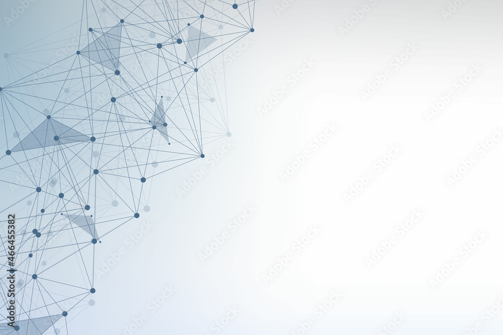 Geometric abstract background with connected line and dots. Structure molecule and communication. Big Data Visualization. Medical, technology, science background. Vector illustration. Geometric abstract background with connected line and dots. Structure molecule and communication. Big Data Visualization. Medical, technology, science background. Vector illustration.