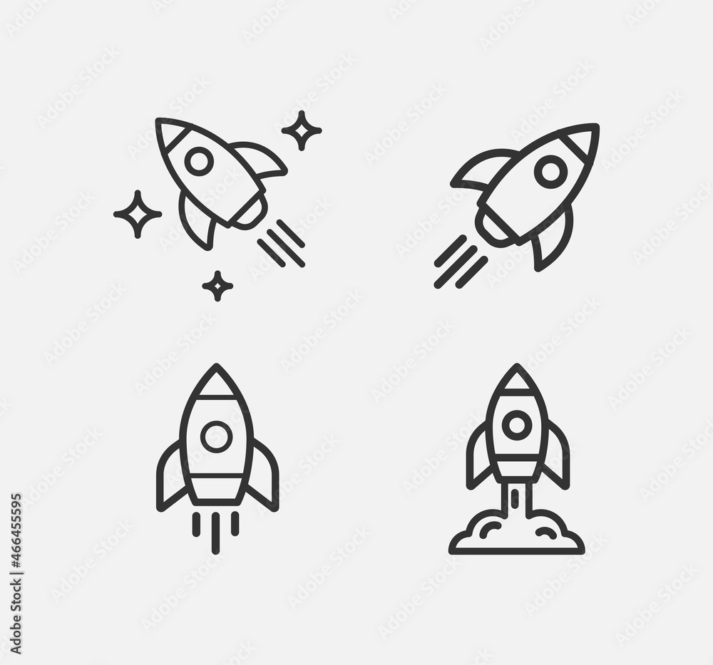 Start up, shuttle rocket line vector icon Start up, shuttle rocket line vector icon