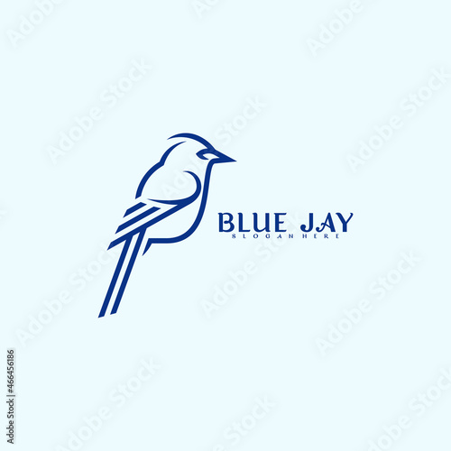 Fototapeta Blue jay bird logo vector design. Modern creative design