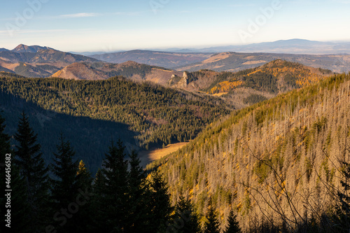 Tatra Mountains peaks at sunny autumn day. Nature landscape. Zakopane, Poland. 