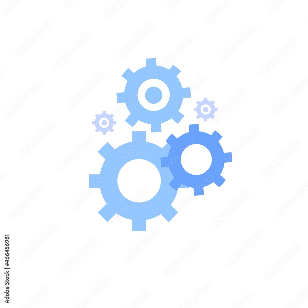 Vector flat cartoon stylized image of gears isolated on empty background-symbol for settings or management,app interface elements concept,web site banner ad design