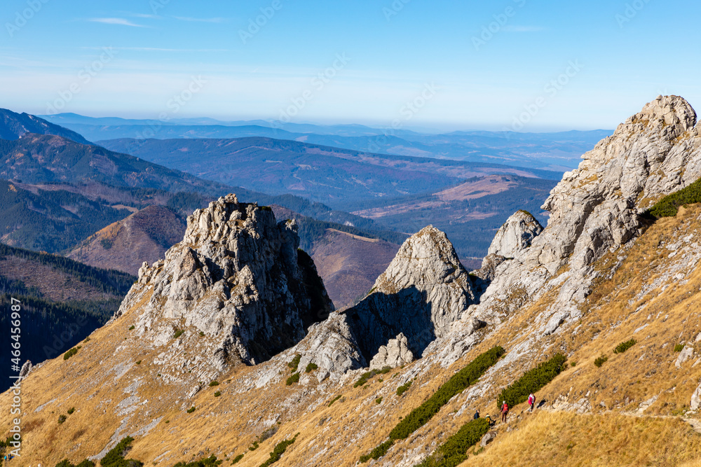 Tatra Mountains peaks at sunny autumn day. Nature landscape. Zakopane, Poland.   