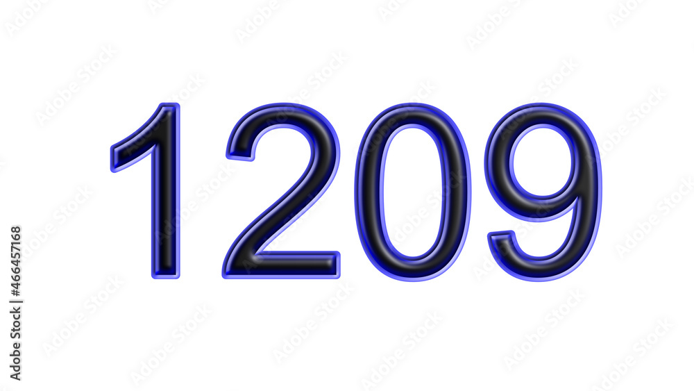 blue 1209 number 3d effect white background blue 1209 number 3d effect white background