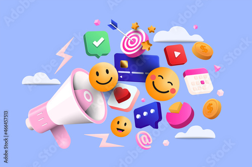 Modern 3d illustration of Digital Marketing concept