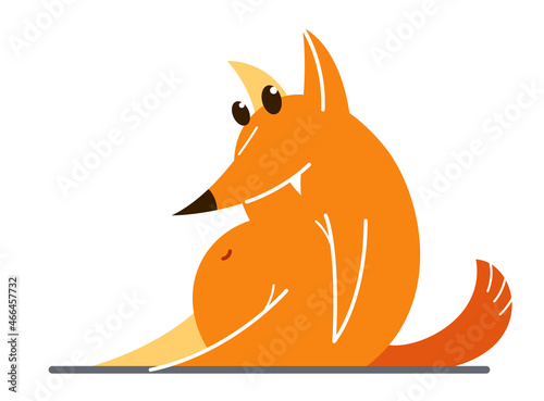 Funny cartoon fox sitting w...