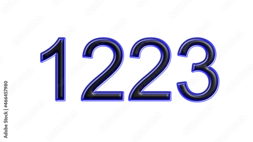 blue 1223 number 3d effect white background blue 1223 number 3d effect white background