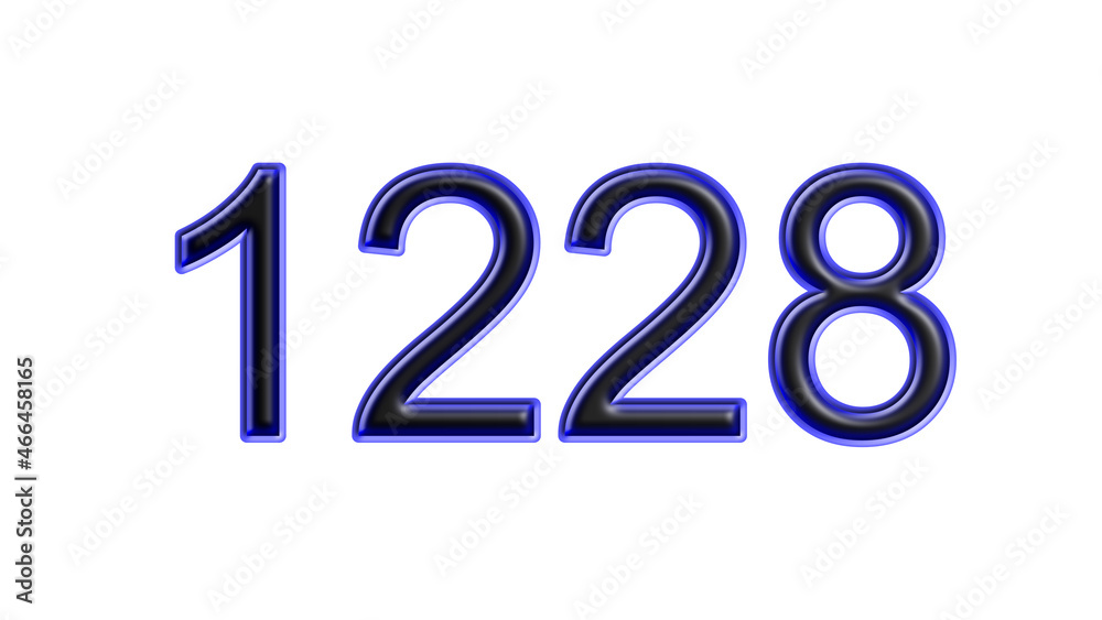 blue 1228 number 3d effect white background