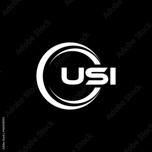 USI letter logo design with black background in illustrator, vector logo modern alphabet font overlap style. calligraphy designs for logo, Poster, Invitation, etc.
