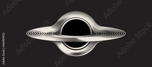 Black hole icon, solid shape. Vector illustration isolated on black background
