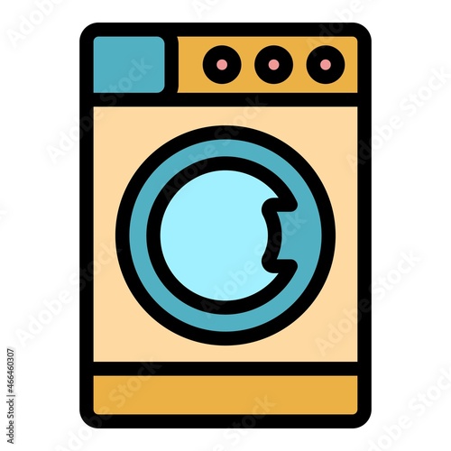 Washer machine icon. Outline washer machine vector icon color flat isolated