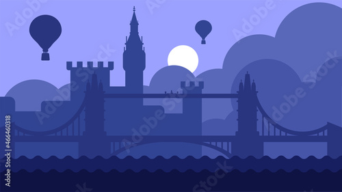 London city landscape with castle and river vector
