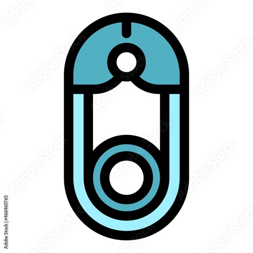 Cloth pin icon. Outline cloth pin vector icon color flat isolated