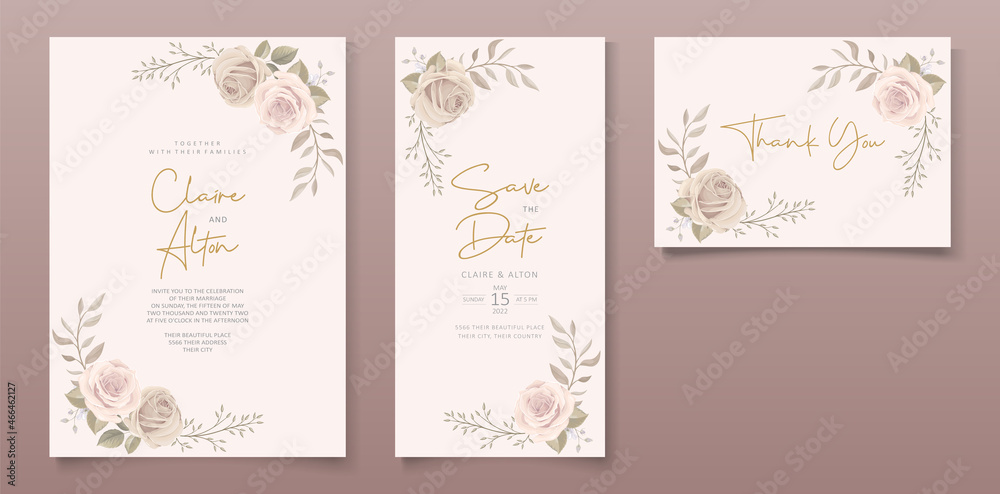 Beautiful roses invitation card template Beautiful roses invitation card template
