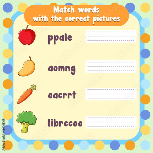 Spelling word game worksheet template