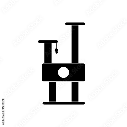 Cat climbing house, scratching post or tower vector icon