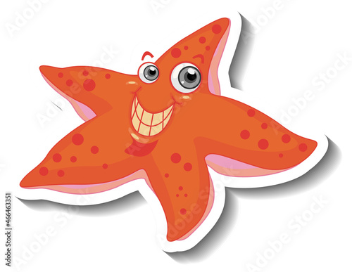 Sea Animal Cartoon Sticker with Cute Starfish