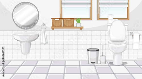 Bathroom interior with furniture in white theme