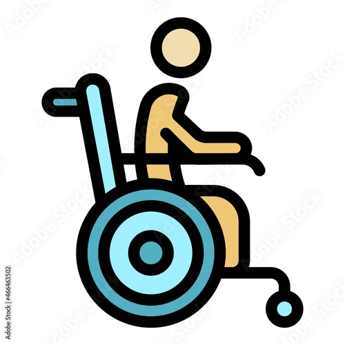 Wheelchair icon. Outline wheelchair vector icon color flat isolated