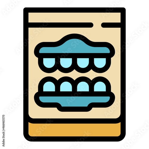 False denture icon. Outline false denture vector icon color flat isolated