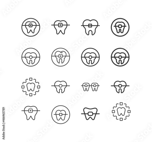 Orthodontist icon.Tooth line icon. Braces, dentistry