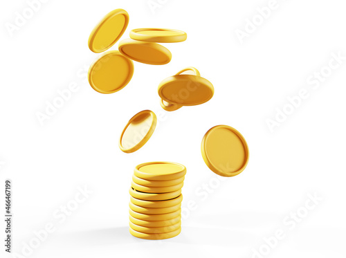 3d rendering coin objects, Simple financial related icons photo