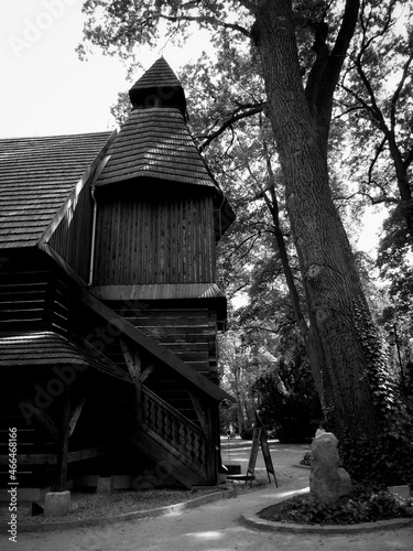 Old wooden church in the park