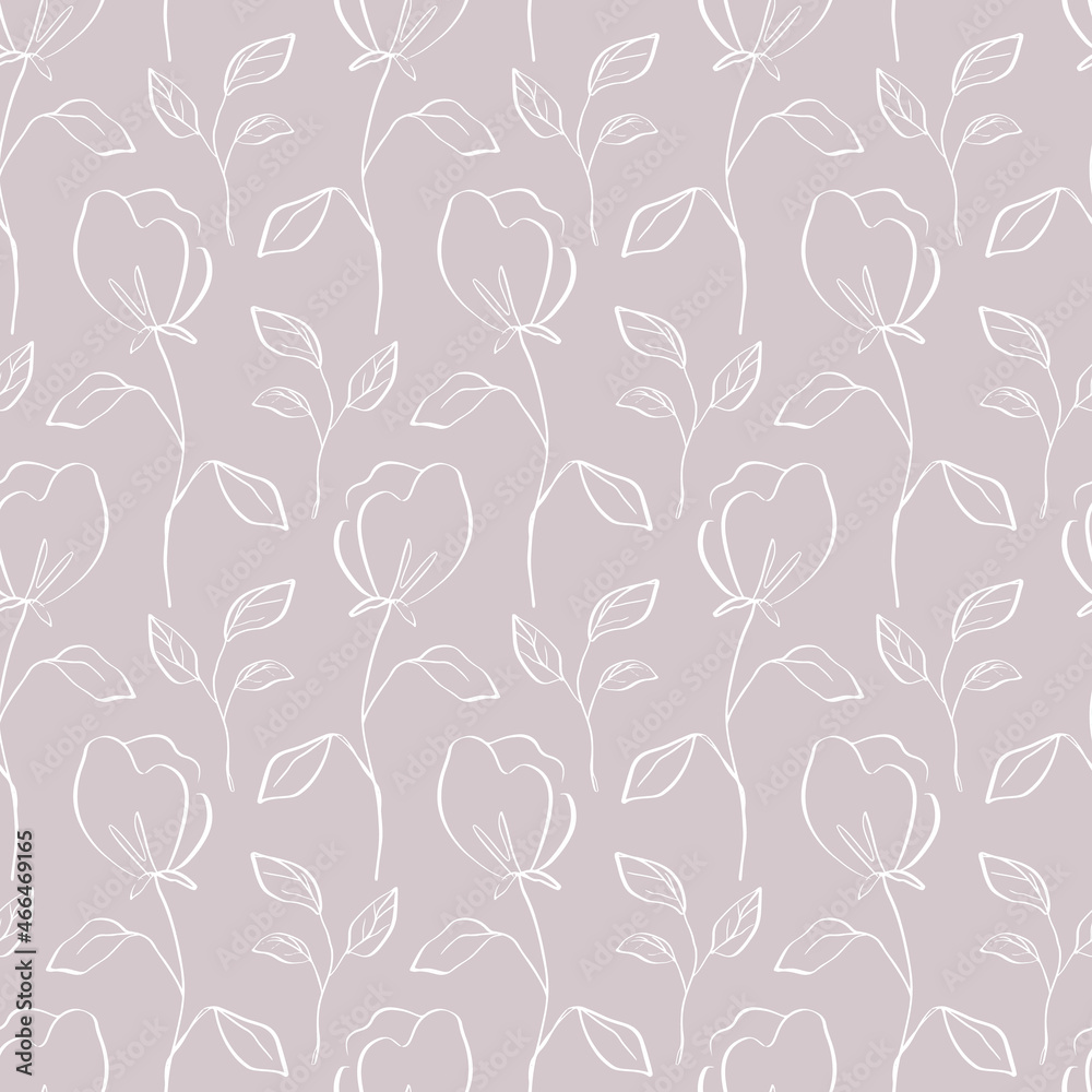 Floral seamless pattern with blossom flowers