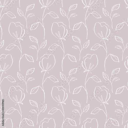 Floral seamless pattern with blossom flowers