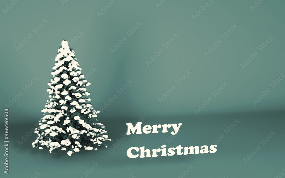 Merry Christmas 3D render pine with words Merry Christmas 3D render pine with words