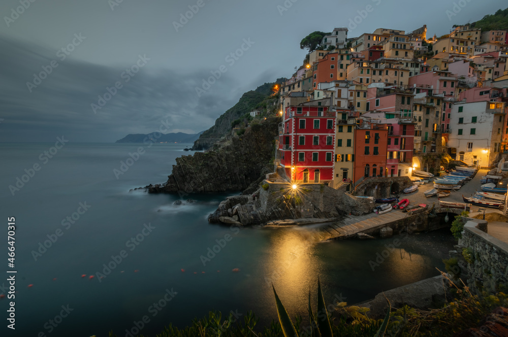 Riomaggiore coastal village houses panorama
