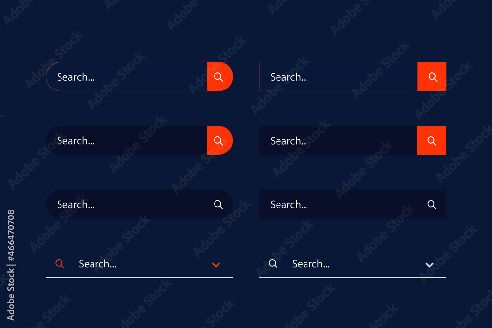 Search Bar for ui, design and web site. Search Address and navigation bar icon. Collection of search form templates for websites