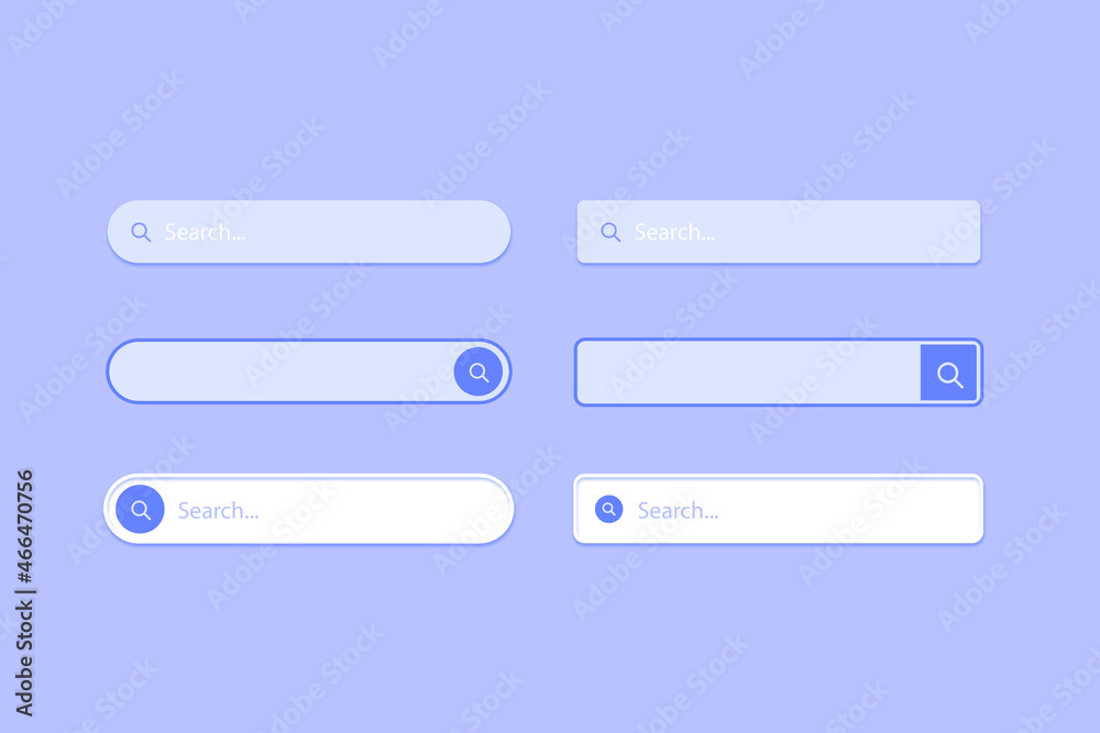 Search Bar for ui, design and web site. Search Address and navigation bar icon. Collection of search form templates for websites