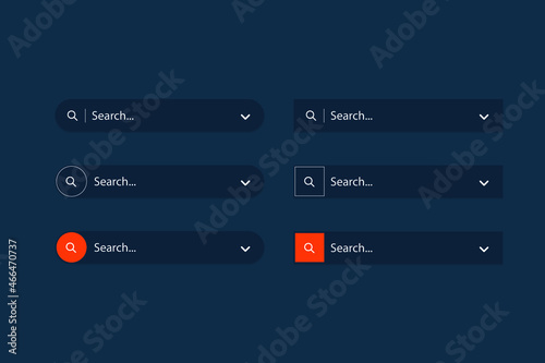 Search Bar for ui, design and web site. Search Address and navigation bar icon. Collection of search form templates for websites