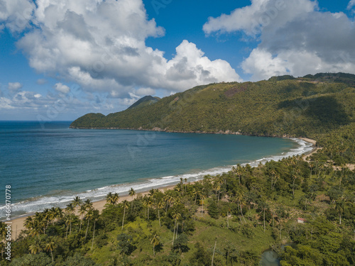 Landscape of El Valle Beach surrounded by greenery and sea in Samana, the Dominican Republic photo