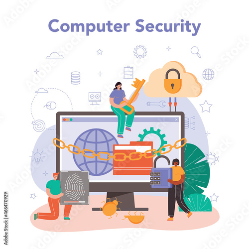 Cyber or web security. Digital data protection and database safety