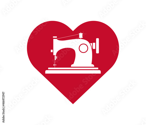 Sewing machine icon logo vector. Love for sewing and fashion.
