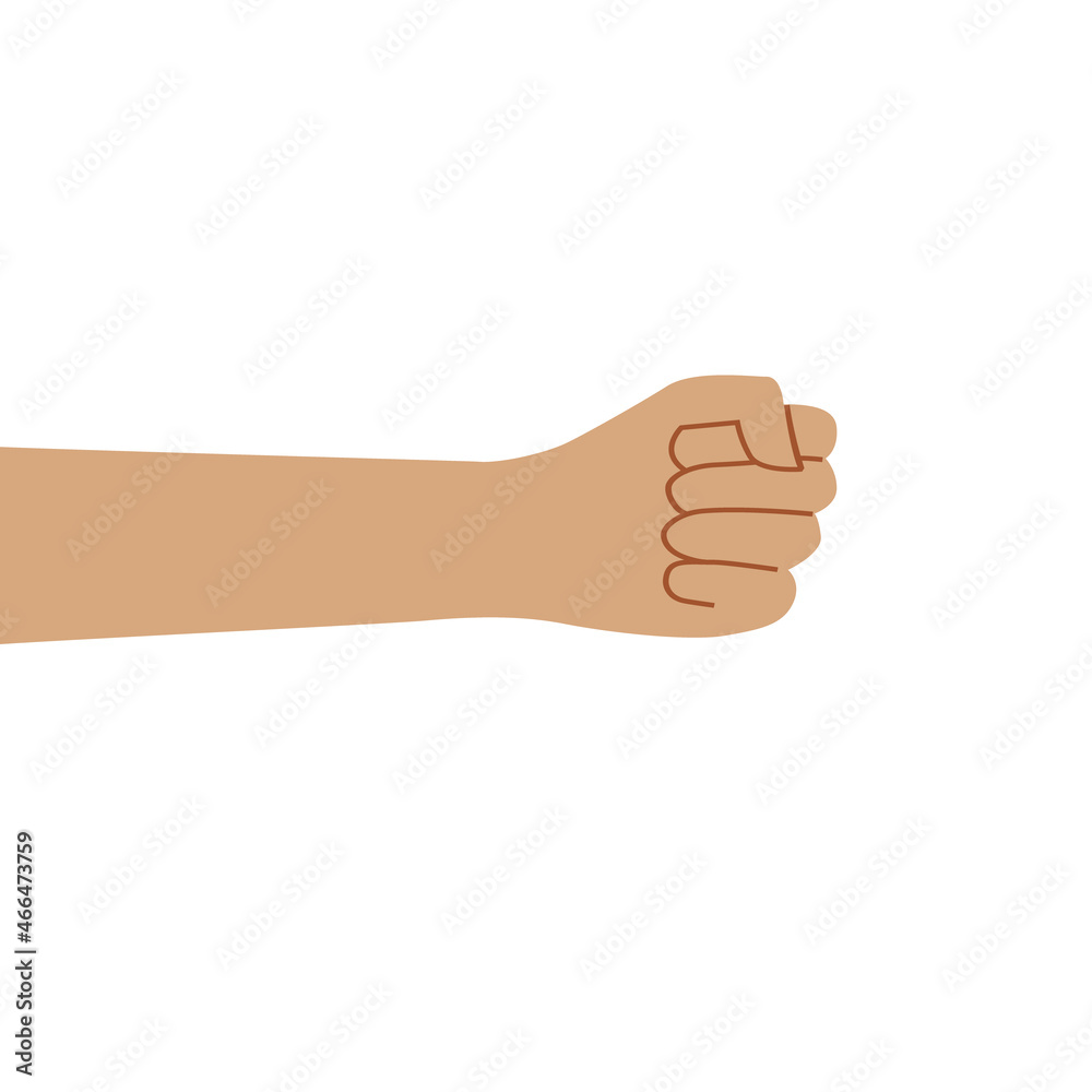 Hand of a human with a clenched fist isolated on a white background. Human hand with a fist.
