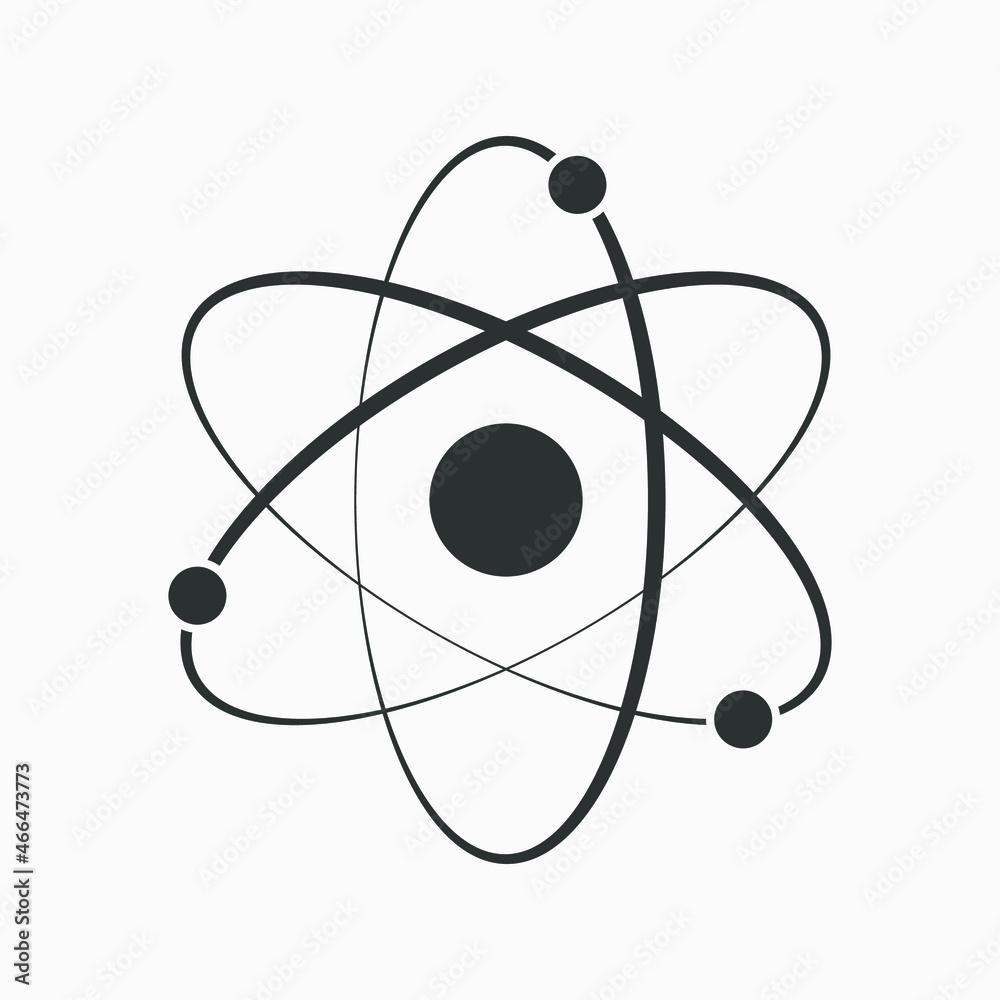 Atom vector icon isolated on white background. Nuclear energy sign. Atom vector icon isolated on white background. Nuclear energy sign.