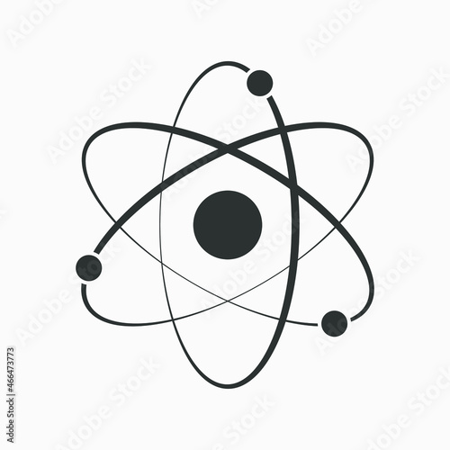 Atom vector icon isolated on white background. Nuclear energy sign.