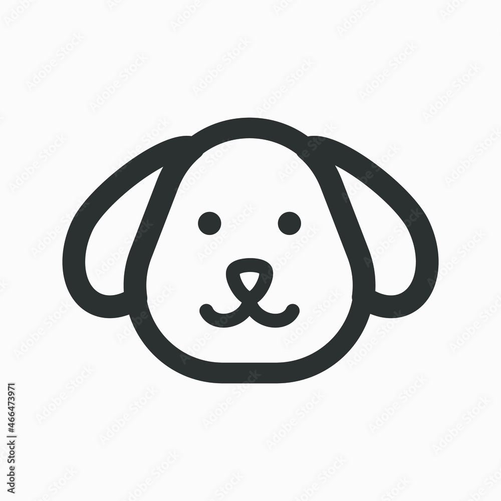Dog vector icon isolated on white background. Puppy head pictogram. Dog vector icon isolated on white background. Puppy head pictogram.