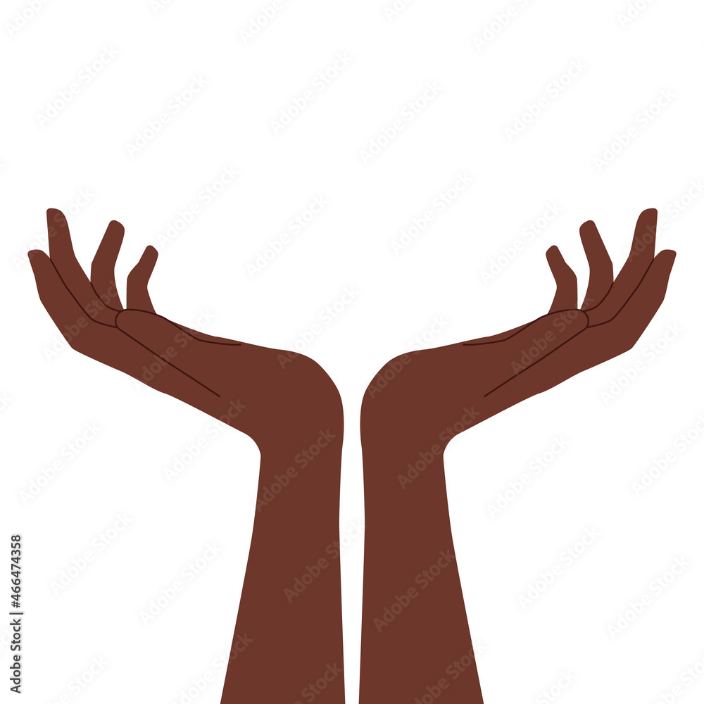 Two hands, palms up. Vector illustration, flat cartoon minimal design isolated Two hands, palms up. Vector illustration, flat cartoon minimal design isolated
