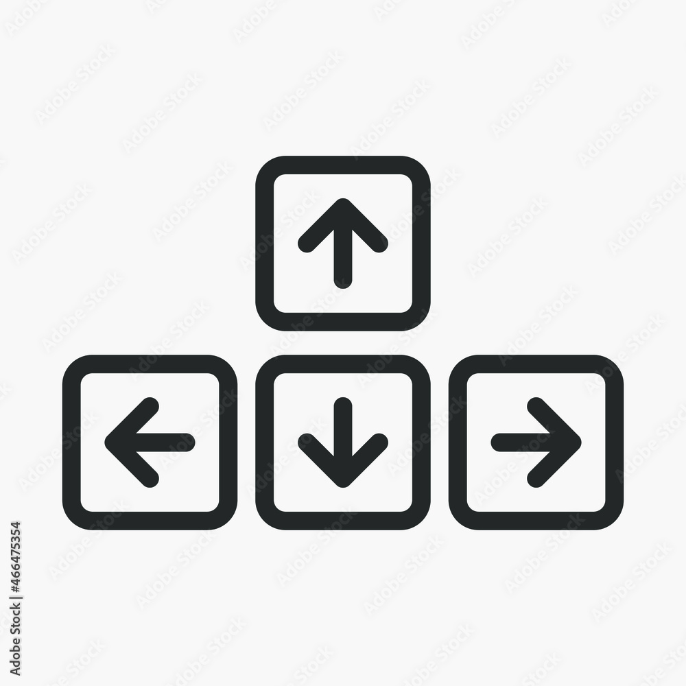 PC keyboard arrow keys linear vector icon isolated on white background.