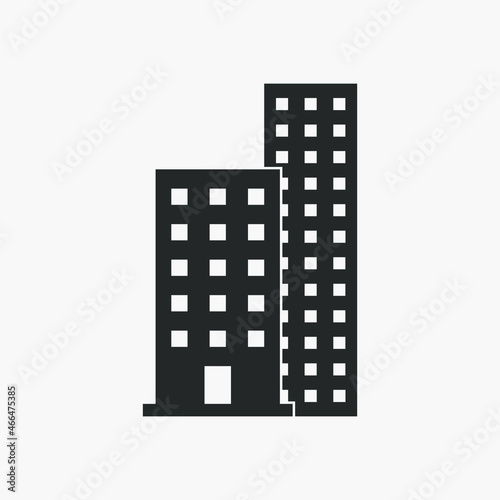 Two apartment buildings vector icon isolated on white background.