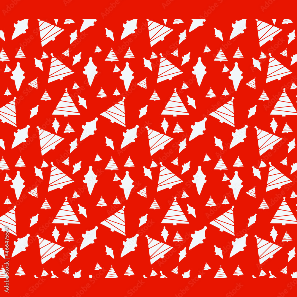 Christmas pattern 2023 white Christmas trees on red background Christmas pattern 2023 white Christmas trees on red background