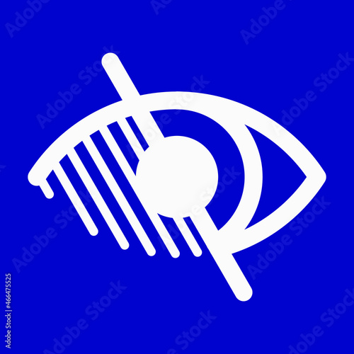 Blindness vector sign in blue square. No or low vision sign. Disabled blind people icon.