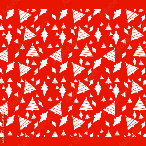 Christmas pattern 2023 white Christmas trees on red background