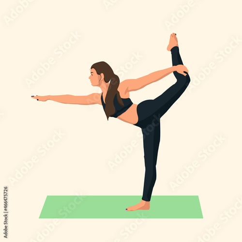 Female yoga vector illustration. Healthy lifestyle.