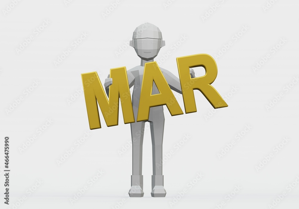 3d render of dummy holding a month sign 3d render of dummy holding a month sign